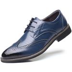 DADAWEN Men's Lace-Up Retro Brogue Shoes Dress Business Oxford Size 9 Blue