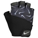 Nike W Gym Essential FG Printed Fitness Gloves (Black/Black/White, Size : L)