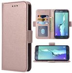 Compatible with Samsung Galaxy S6 Edge Wallet Case and Wrist Strap Lanyard and Leather Flip Card Holder Stand Cell Accessories Mobile Folio Phone Cover for Glaxay S6edge 6s 6 S 6edge Women Men Pink