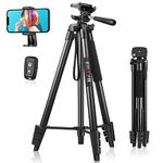 JOILCAN Phone Tripod for iPhone 63inch/161cm, Aluminum Extendable Mobile Phone Tripod Stand with Wireless Remote Shutter, Lightweight Selfie Stick Tripod for Smartphone/Small Camera，for Android/iOS