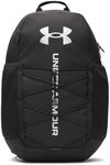 Under Armour Unisex Hustle Sport 6.0 Backpack, (001) Black / Black / Metallic Silver, One Size Fits Most