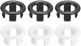 uxcell Sink Trim Overflow Cover, 6Pcs Sink Overflow Rings Bathroom Kitchen Basin Drain Cover Hole Insert in Round Caps, Black/White