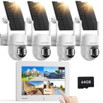 CAMCAMP Solar Wireless Security Camera Outdoor - 2.5K 4MP Home Cameras Surveillance System with 7" Touch Monitor 64GB Card PTZ, Color Night Vision, No Monthly Fee, 2 Way Audio, Motion Detection