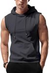 Babioboa Men's Workout Hoodie Shirt Slim fit Training T Shirt Stylish Muscle Fit Deep Grey
