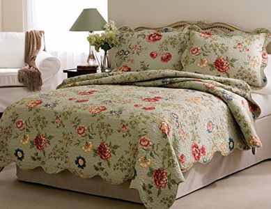 Lifestyle Eden's Garden 3-Piece Quilt Set, Cotton, Green, Twin