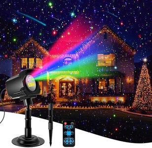 Yivsen Laser Christmas Projector Lights Outdoor, Christmas Decorations Stars Light Show, Efficient Heat Dissipation, Waterproof, Holiday Projector Decorations for House/Garden/Party/Wedding (Black)