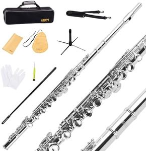 YANASON Student C Flute 16 Closed Hole C Flute with Carrying Case Stand Gloves Cleaning Cloth and More