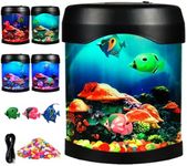 Toycol Fish lamp,Mini Aquarium Tank Decorative Lamp with 7 Color Changing,LED Aquarium Sensory Night Light with 3 Fake Moving Fish,Table Lamp for Home Office Desktop Decor,Gifts for Kids and Adults