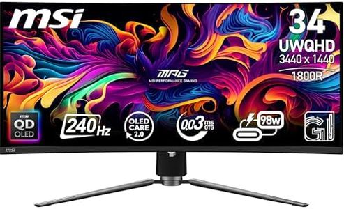 MSI MPG 341CQPX QD-OLED 34 Inch UWQHD Curved Gaming Monitor - 3440 x 1440(21:9) QD-OLED Panel, 240Hz / 0.03ms, 99.3% DCI-P3, ΔE≤2, DisplayHDR True Black 400, DP 1.4a, HDMITM, USB Type C(PD:98W)