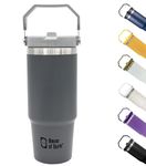 House of Quirk 900ML Stainless Steel Double Vacuum Insulated Tumbler with Lid and Straw for Hot and Cold Beverages - Space Grey