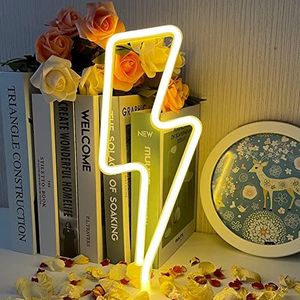 Letrero de Neón en Forma de Rayo,luz de neón señal de neón LED con USB o batería para sala de fiestas, bar, sala de juegos, decoración de pared de navidad letrero de neón