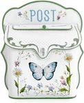 Z² BellaDecor Mailbox Wall Mount Mailboxes for Outside Wall Mount Vintage Mailbox Mail Boxes Wall Mount Outside Antique Style Nostalgic Charm Home Decor Metal Mailbox Garden Butterfly Pattern