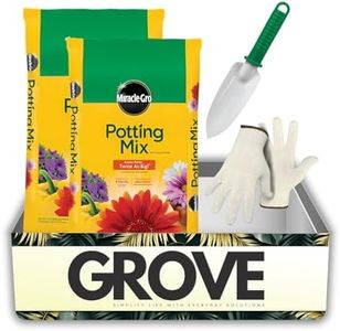 Potting Soil – Miracle-Gro All Purpose Potting Mix Bundle with Steel Hand Transplanter Poly Handle + Work Gloves – Nutrient-Rich Soil for Container Plants – Gift Set (4 Items)