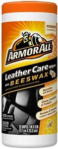 Armor All Car Interior Cleaner Leather Wipes - Cleaning for Cars & Truck & Motorcycle, Beeswax, 20 Count (Pack of 6), 18933-6PK