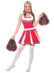 Smiffys Cheerleader Costume, Red, M - UK Size 12-14