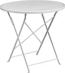 Flash Furniture Round White Indoor-Outdoor Steel Folding Patio Table, 30" D x 30" W x 28" H, CO-4-WH-GG