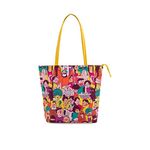 Chumbak Teal Colorful Faces of India Tote Bag - Yellow