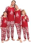 Ekouaer Family Matching Christmas Pajamas Long Sleeve Pjs Set Kids Sleepwear Set Girls Holiday Lounge Set,PAT2,6-7 Years