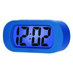 Plumeet Digital Alarm Clock Travel Clock with Snooze and Nightlight - Easy to Set Simple Bedside Alarm Clocks for Kids - Ascending Sound - Battery Powered (Blue)