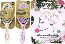 CS Beauty Detangle Hair Brush Eco Friendly Pink and Oatmeal 2 Pack Plus Healthpoint Hair Mask Bundle (Marula Oil Hair Mask)