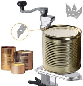 Manual Table Can Opener with 3 Spare Blades, Opener for Cans Up to 11.8”/30cm, Heavy Duty Commercial Countertop Can Opener, with Stainless Steel Blade and Plated Steel Base, Cast Iron