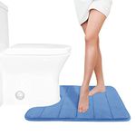 Yimobra Memory Foam Toilet Bath Mat U-Shaped Contour Rug Maximum Absorbent, Soft and Comfortable, Non-Slip, Thick, Machine Wash and Easier to Dry for Bathroom Carpet, Blue