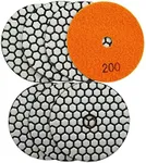 BRSCHNITT 7pcs 4" Dry Diamond Polishing Pad Set, #200 for Granite, Marble, Quartz & Countertops