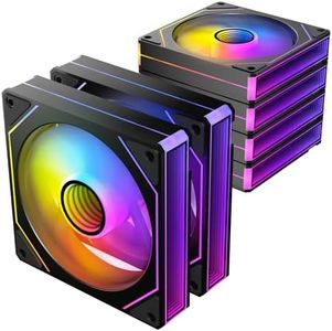 Okinos, 6 Pack RGB Fans, Infinity Mirror, Cable Connector 3 Pin 5V Addressable RGB Fans with Controller (Not Daisy Chain), PWM PC Fans 1800 RPM, 52.4 CFM, Infinity Series