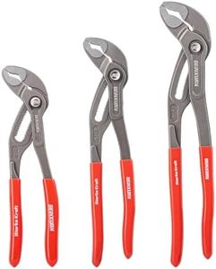 GEINXURN 7/10/12-Inch Water Pump Pliers Set, 3PCS Groove Joint Pliers V-Jaw with Push-Lock, Fast Adjustable Slip Joint Pliers Set for Plumbing, Home Repair, and Pipe Fittings