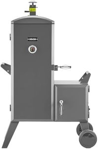 VEVOR Charcoal Offset Smoker, Heavy-Duty Steel BBQ Offset Smoker with Side Firebox, Movable Outdoor Barbecue Smokers with 6 Adjustable Grates, Thermometer & Air Vents for Backyard Patio Party Cooking
