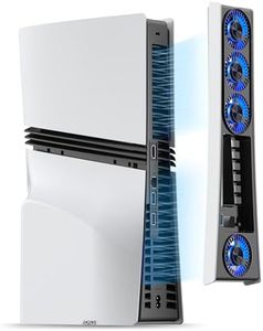 JUSPRO Cooling Fan for PS5 Pro, Quiet Enhanced 4 Cooler Fan with Adjustable Speed, Auto Power On/Off, Cooling Accessories with USB 3.0 Port and LED Light for PlayStation 5 Pro