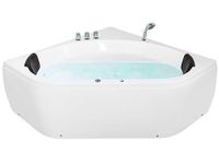 Beliani Hydro Massage Whirlpool Bath Tub White Acrylic Overflow Control 140 cm Meves