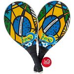 Frescobol Fiberglass Beach Paddleball Paddle Set Brazil Flag, Official Ball, Bag