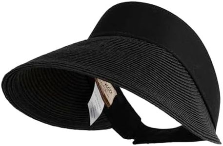 UPF 50+ Canvas Crown Paper Braid Visor (US, Alpha, One Size, Black Black)