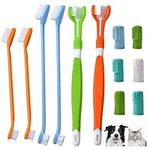 12 Pack Pet Dog Toothbrush, KissDate 2 Triple Head Pet Toothbrushes 4 Double Head Toothbrush 6 Pack Finger Rubber Toothbrushes Multi-Angle Dental Cleaning Brushes for Dog Cat pet Tooth Dental Health