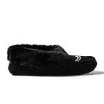 Women's Faux-Fur Beaded Moccasin Slipper Shoes (Black, size 6)