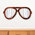 Creative Arts n Frames Sunglasses Shape Decorative Wooden Decorative Wall Mount HD Mirror for Living Room Home Décor (Rolex Dark)