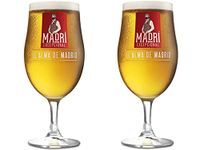 Molson Coors 2X Madri Exceptional Beer Glasses | Pint to Brim 20oz | Nucleated Chalice Glasses | Official Merchandise | Perfect for Your Home Bar or Mancave | 2 Glasses