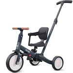 newyoo Trike for 1-3 Year Old, Baby Trike with Parent Handle, Toddler Bike, Birthday Gift & Ride-On Toy for Boy & Girl, Baby Bike, Baby Balance Bike, 5 in 1 Kids Tricycle, TR007, Dark Grey