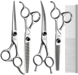 Fenice Totem Dog Grooming Scissors: 5 in 1 Pet Shears Kit Made Of Japanese 9CR Advanced Stainless Steel Professional Grooming Scissors for Dogs Cats and Other Pets