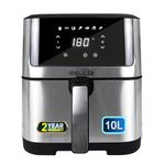 iBELL IBLAF1000M Air Fryer 10 Litre, 1800W, 7 Cooking Presets, Detachable Fryer Basket, Smart Rapid Air Technology, Timer Function, Auto-off & Adjustable Temperature Control (Silver)