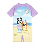 Bluey Kids Surfsuit Swimsuit, Ages 3 to 8 Years Old (as8, Age, 4_Years, 5_Years, Regular, Lilac)