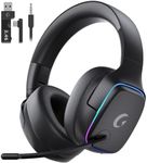Gvyugke 2.4GHz Wireless Gaming Headsets for PS5, PS4, PC, Switch - Bluetooth 5.3 Gaming Headphones with Noise Canceling Mic, 7.1 Surround Sound, 70H Battery, RGB Lighting - Black