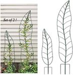 Metal Garden Trellis Climbing Plant Garden Stake Green Leaf Trellis Garden Decor - Climbing Plant Yard Stake Set of 2