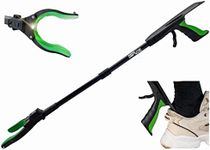 32 inch GrabRunner Reacher Grabber Tool with Folding and Shoehorn and Light (Green led)