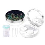 Contact Lens Travel Kit with Cleaner Washer, 5 in 1 Portable Contact Box with Mirror Tweezers Remover Tool Solution Bottle for Travel Daily Outdoor,Wildflower