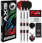 RED DRAGON Darts – Axis Red Series 24g– Steel Tip 85% Tungsten Professional Darts Set with Dart Flights, Stems & Wallet