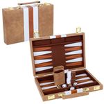 TOPTAN Backgammon Set 2 Players Classic Backgammon Sets for Adults Board Game with Premium PU Leather Case Portable and Travel Backgammon Set (Retro Brown, 11inch)