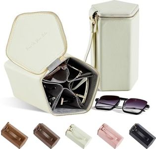cloudever Sunglasses Travel Case Organizer with Zipper, 2024 New Trends 5 Slots for Men and Women, Eyeglasses Travel Case Storage Holder Organizer (Ivory)