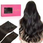 WENNALIFE Clip in Hair Extensions Human Hair 24 Inch 150g 9pcs Dark Brown Hair Extensions Clip in for Women Real Human Hair Rallonge Cheveux Humain Extension Double Weft Thicken Real Hair Extensions